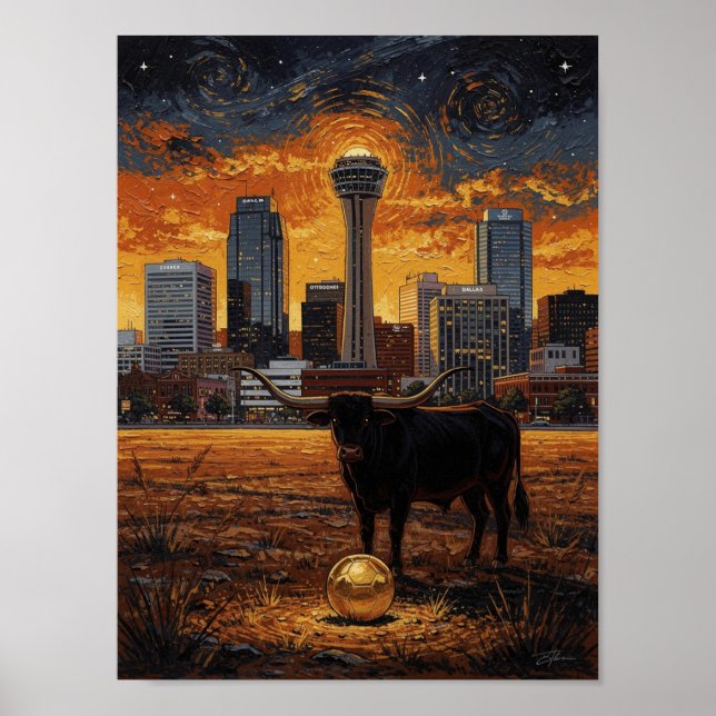 Longhorn World Cup 2026 Fotboll  — Finkonst Poster (Framsidan)