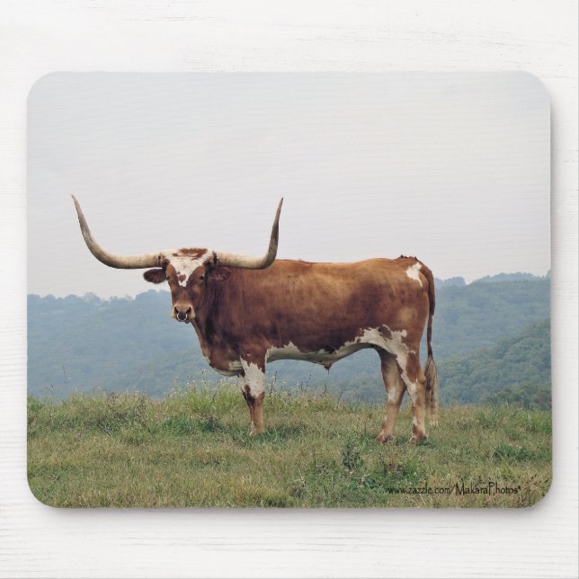 Longhornen mousepad-skräddarsy musmatta (Framsidan)