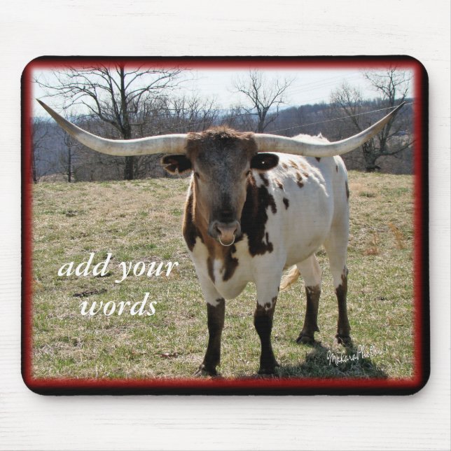 Longhornen Mousepad-skräddarsy Musmatta (Framsidan)