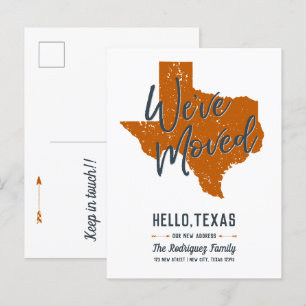 Longhorns Burnt Orange Vi har flyttat - Texas Meddelande Vykort