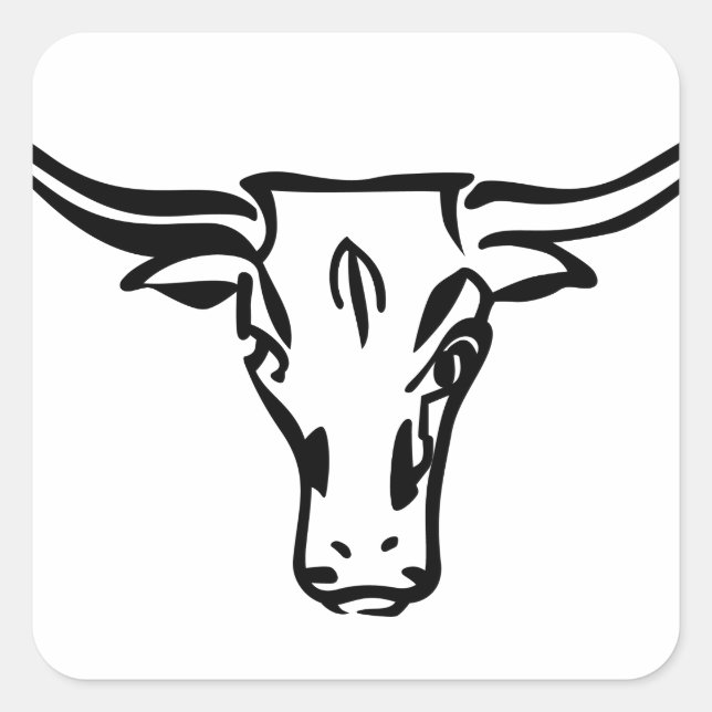 Longhorns Fyrkantigt Klistermärke (Framsida)