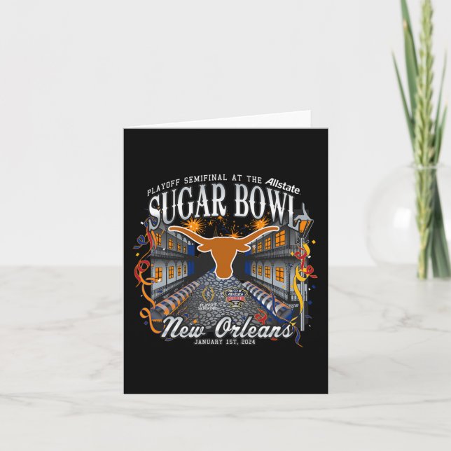 Longhorns Sugar Bowl 2024 Cfp Semi Football Nola Kort (Framsida)
