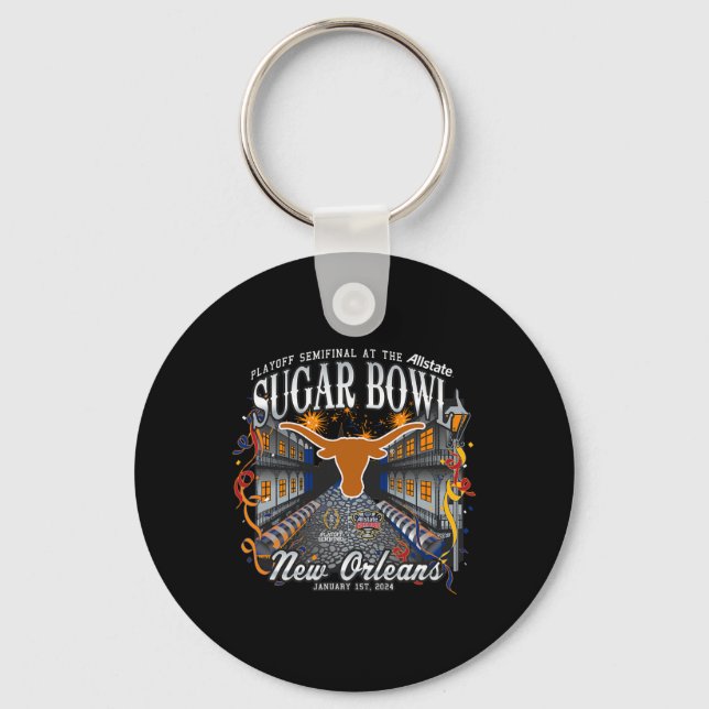 Longhorns Sugar Bowl 2024 Cfp Semi Football Nola Nyckelring (Framsida)