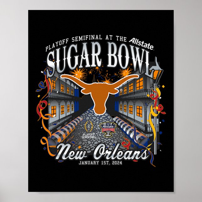Longhorns Sugar Bowl 2024 Cfp Semi Football Nola Poster (Framsidan)