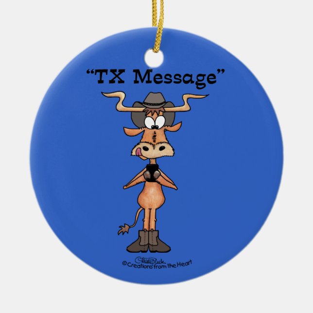 Longhorns TX-meddelande för jul Julgransprydnad Keramik (Framsidan)