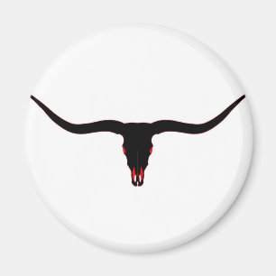 Longhornskallesvart och rött magnet