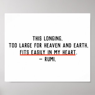 Longi My Heart Rumi Quote Wall Skriv ut Poster