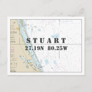 Longitud för Stuart FL Nautical Chart Vykort