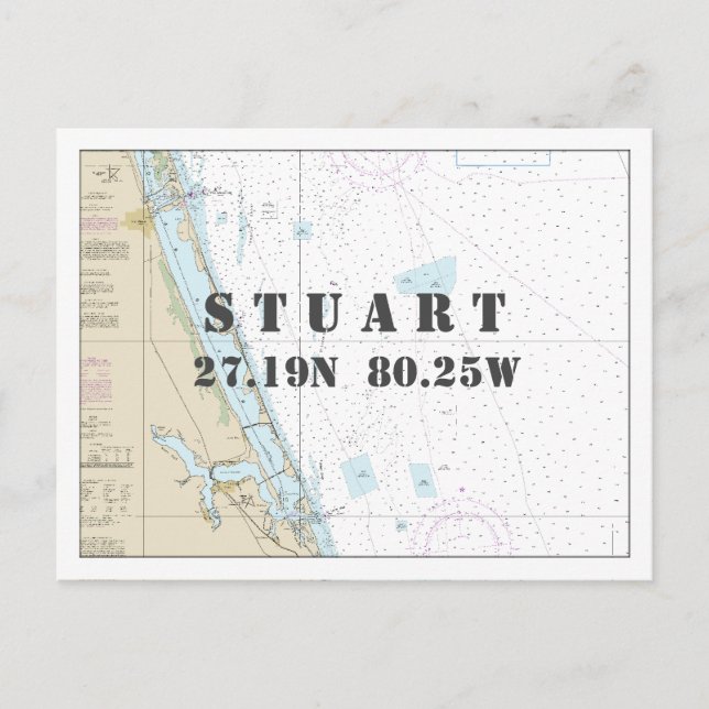 Longitud för Stuart FL Nautical Chart Vykort (Framsida)