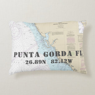 Longitud Punta Gorda FL för Nautiskt diagram Prydnadskudde
