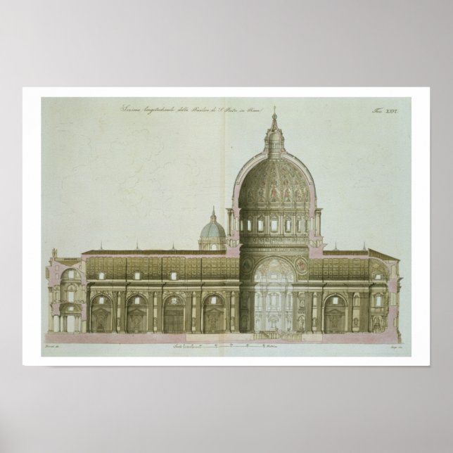 Longitudinal Kor-Section of St. Peter's in Rom, Poster (Framsidan)