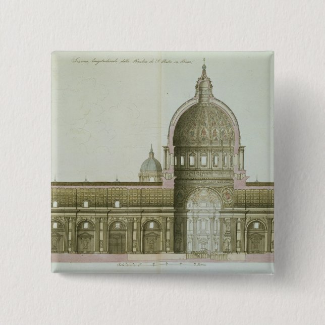 Longitudinal tvärsnitt av St Peter i Rome, Knapp (Framsida)