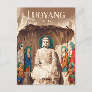 Longmen Grottoes Fengxian grotta interiör Kina Vykort