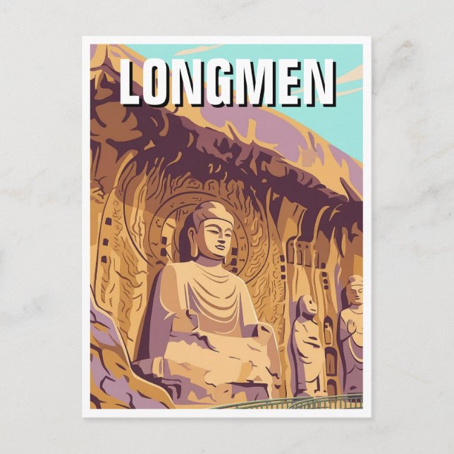 Longmen-grottorna Vykort (Framsida)