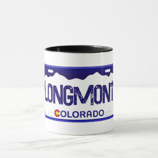 Longmont Colorado blue-registreringsskylt mugg
