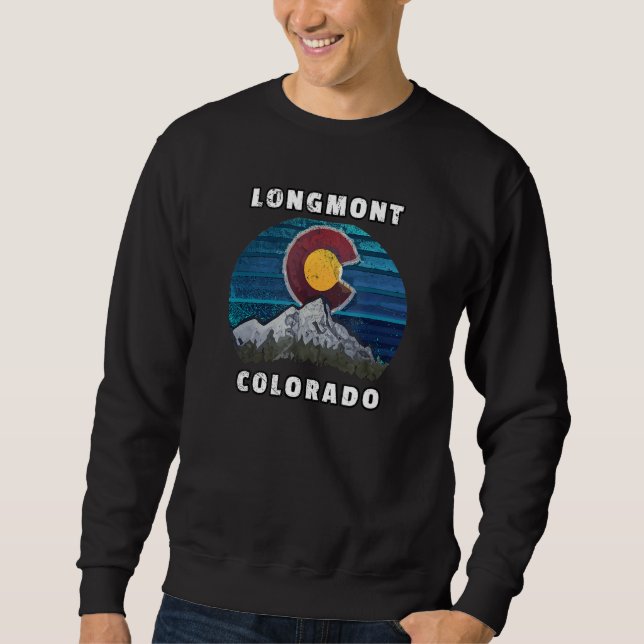 Longmont Colorado Flagga Mountain Styled Longmont  Lång Ärmad Tröja (Framsida)