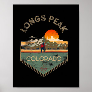 Longs Peak Retro Vintage Vandring Kläder Longs Pea Poster