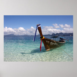 Longtail fartyg i den Thailand affischen Poster