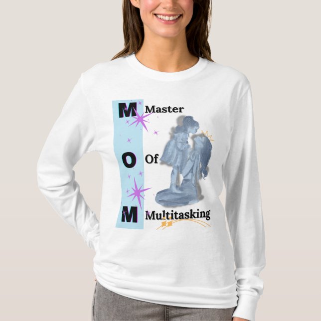 Longtärmade Master of Multitasking Mors dag T Shirt (Framsida)