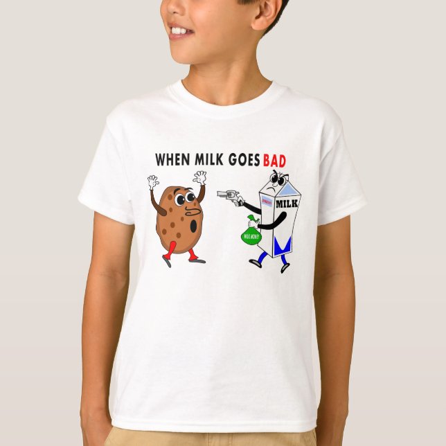 longtärmade t-shirt lustigt mjölk och cookie-bild (Framsida)