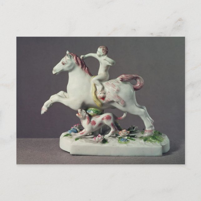 Longton Hall figur i Cupid rider en häst Vykort (Framsida)
