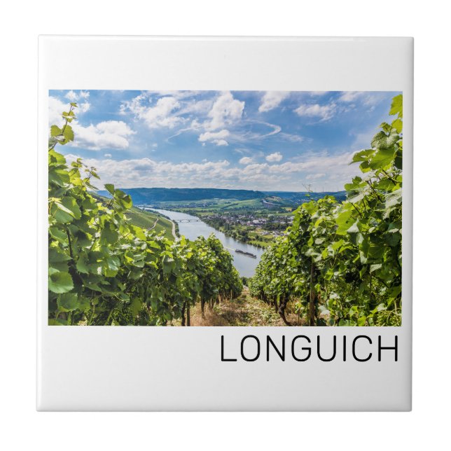 Longuich Moselle Vineyard Panorama Tyskland Kakelplatta (Framsidan)