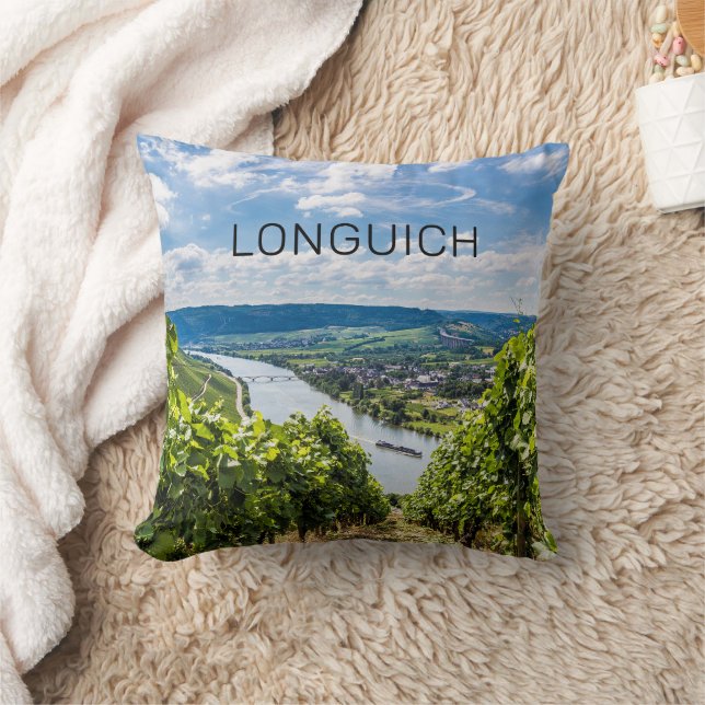 Longuich Moselle Vineyard Panorama Tyskland Kudde (Filt)