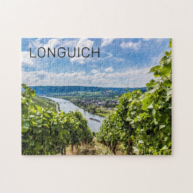 Longuich Moselle Vineyard Panorama Tyskland Pussel (Horisontell)