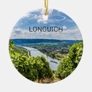Longuich Moselle vingård Panorama Tyskland Julgransprydnad Keramik