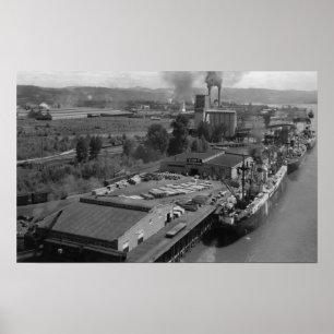 Longview WA - port beskådar från luft Poster