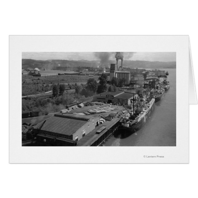 Longview, WA - Port View från Luft Hälsningskort (Framsidan Horizontal)