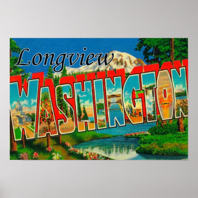 Longview, Washington - Large Brev Scenes Poster (Framsidan)