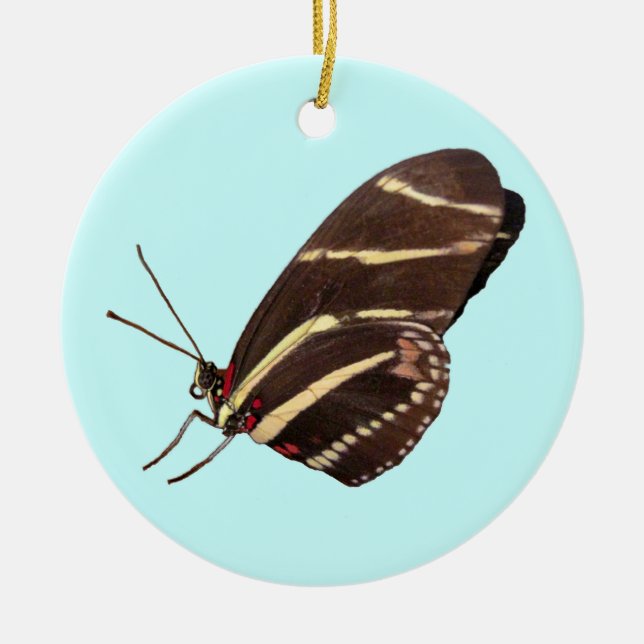 Longwing Zebra Butterfly of Florida Ornaments Julgransprydnad Keramik (Framsidan)