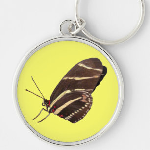 Longwing Zebra Butterfly of Florida Rund Silverfärgad Nyckelring