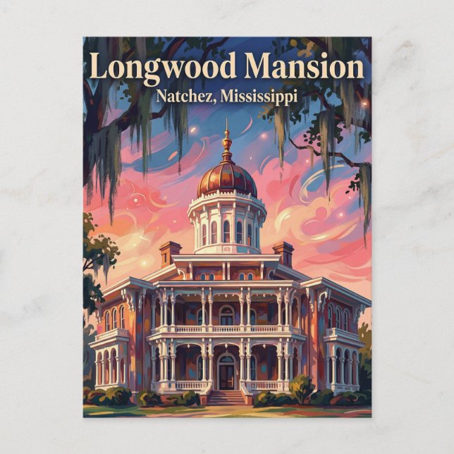 Longwood Mansion Mississippi Vykort (Framsida)