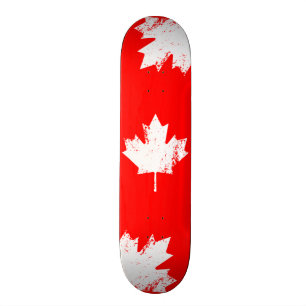 Lönn för GrungeKanada flagga - förvriden vit Skateboard Bräda 19,5 Cm