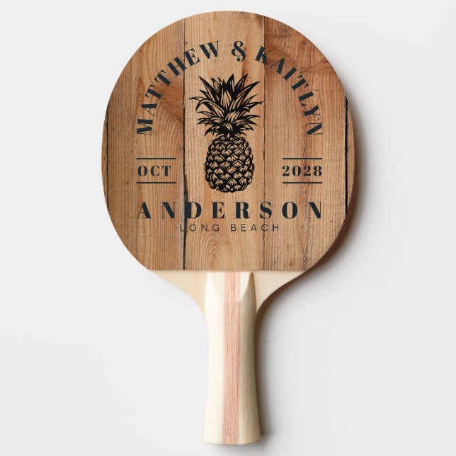 Lönn Grovkapad Tropisk Ananas Bröllopskam Pingisracket (Baksidan)