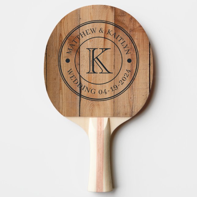 Lönn Grovsvarvad Vigselmonogram Pingisracket (Baksidan)