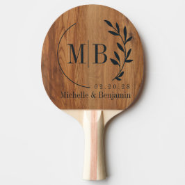 Lönn Träblad Bröllopsmonogram Pingisracket