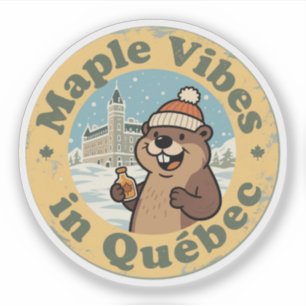 Lönn Vibes i Québec med en rolig Bäver Klistermärken