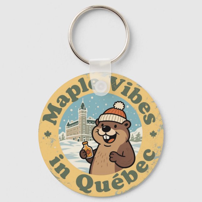 Lönn Vibes i Québec med en rolig Bäver Nyckelring (Framsida)