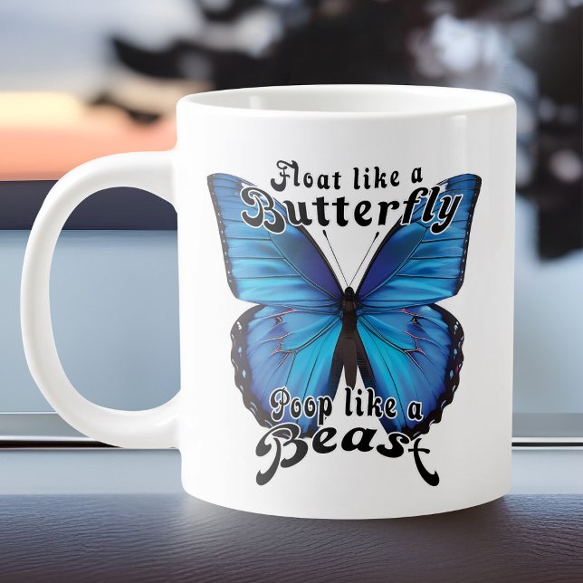 Lönnblå fjäril som Beast Toilet Humor Jumbo Mugg (Funny butterfly poop mug)