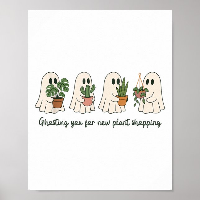 Lönnglans och krukväxter Halloween Boo Pun Gh Poster (Framsidan)