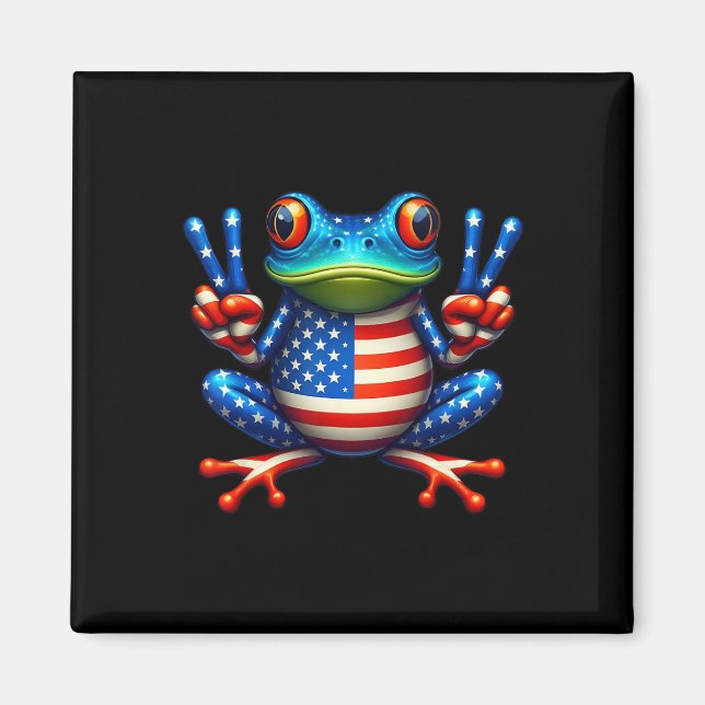 Lönngroda Fredstecken 4:e juli Frog American Fl Magnet (Framsidan)
