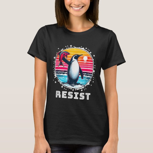 Lönnlös Resistt Resistent Penguins protesttest mot T Shirt (Framsida)