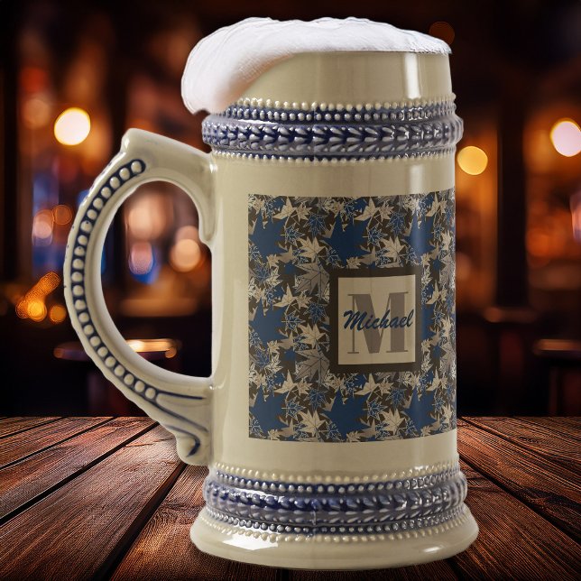 Lönnlöv blå på en kolbakgrund sejdel (Maple Leaves Blue - Bar Scene - The Canadian Outpost Shop at Zazzle)