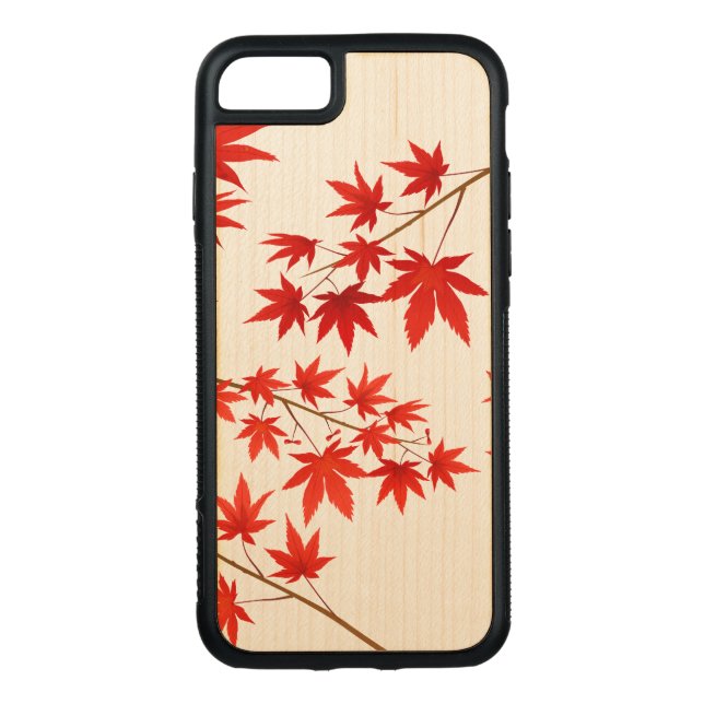 Lönnlöv Carved Wood iPhone Skal (Baksida)