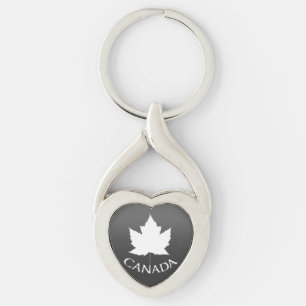 Lönnlöv för vit för Kanada souvenirnyckelring Twisted Heart Silverfärgad Nyckelring