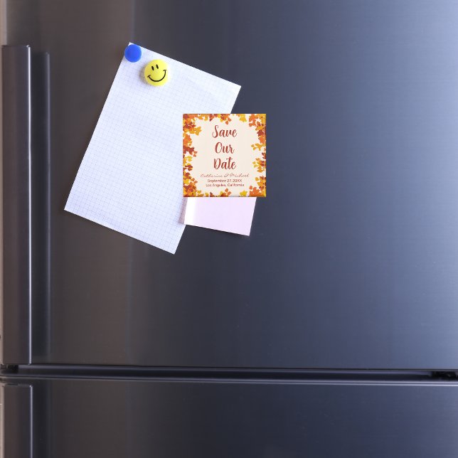 Lönnlöv Orange Terrakotta Höst Spara Datum Magnet (Skapare uppladdad)