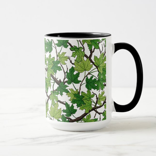 Lönnlöv på vitt mugg (Höger)